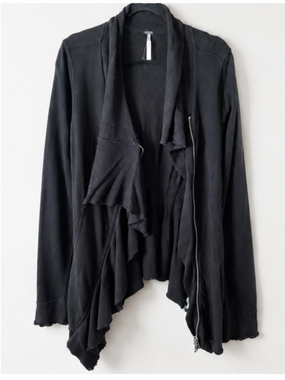 Free People Black Draped Open-Front Cardigan